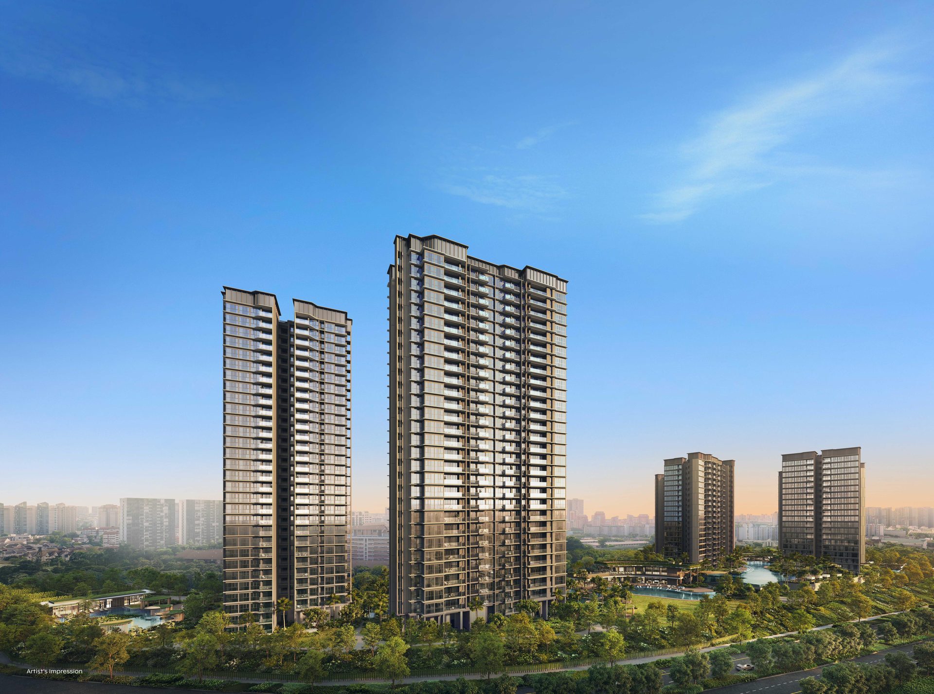 Thomson Reserve aerial facade view - artist's impression